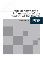 Dequervain'S Tenosynovitis - Inflammation of The Tendons of The Thumb