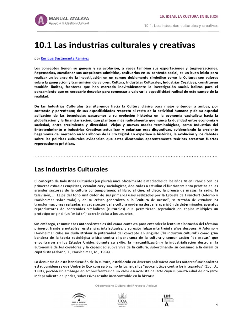 Las Industrias Culturales y Creativas - 10.1 | PDF | Sociedad | Mercado ...