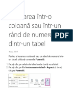 Adunarea Într-O Coloană Sau Într-Un Rând de Numere Dintr-Un Tabel