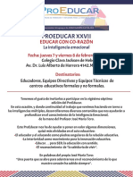 PROEDUCAR XXVII, Convocatoria y Programa 2019