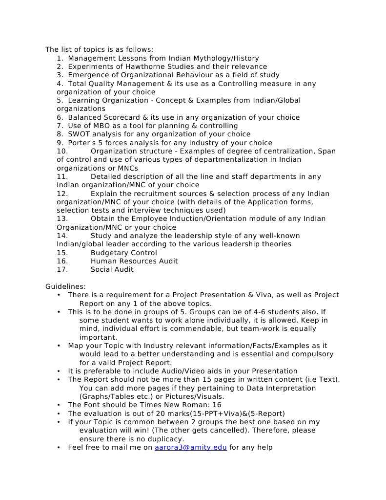 Management Topics for Project Reports | PDF | Career & Growth