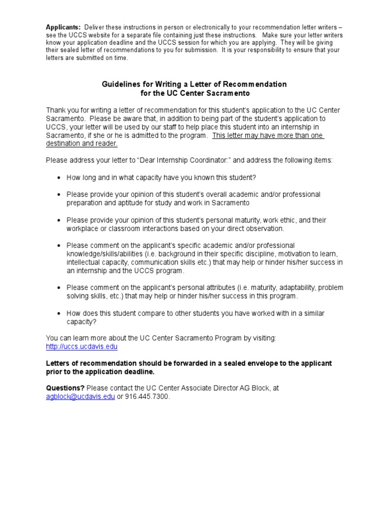 Guidelines for UC Center Sacramento Recommendations | PDF | Career ...