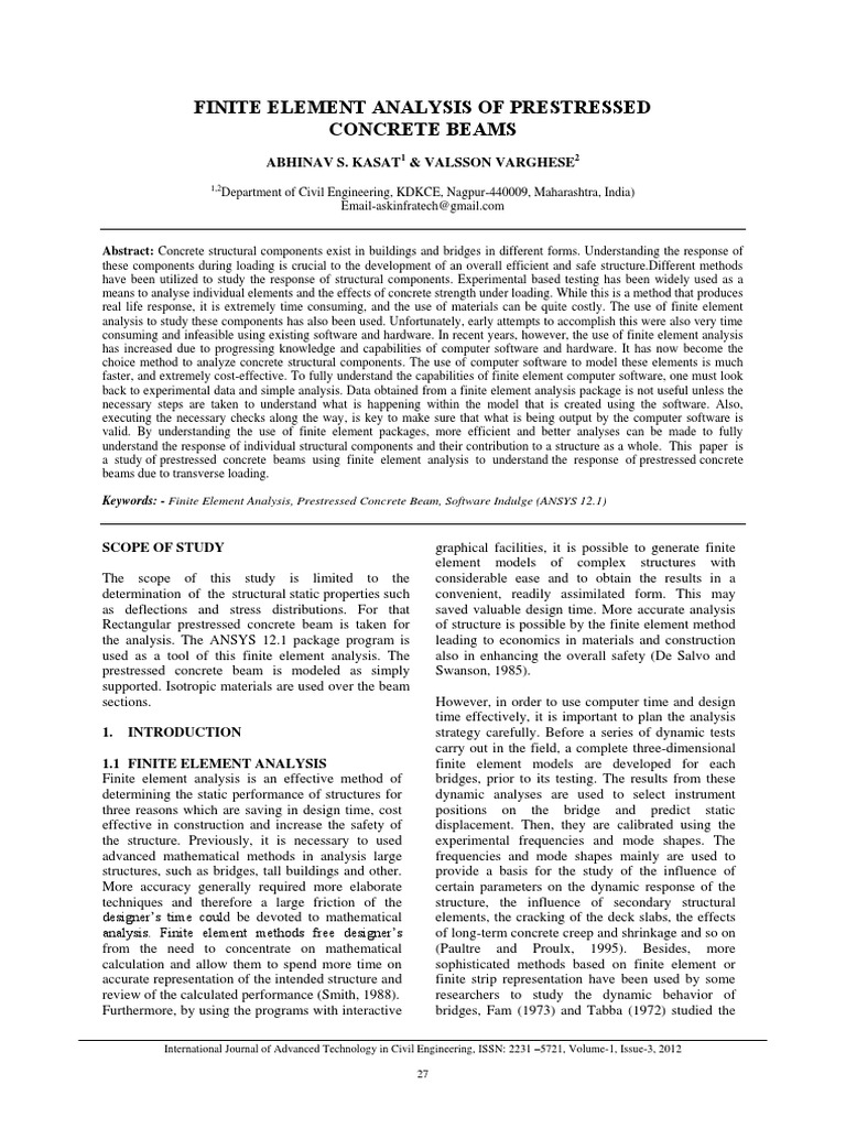 Finite Element Analysis PDF | PDF | Beam (Structure) | Prestressed Concrete