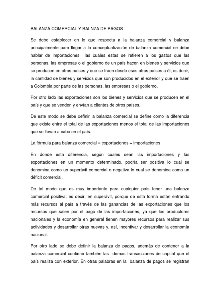 Balanza Comercial y Balnza de Pagos | PDF | Tipo de cambio | Balance de ...