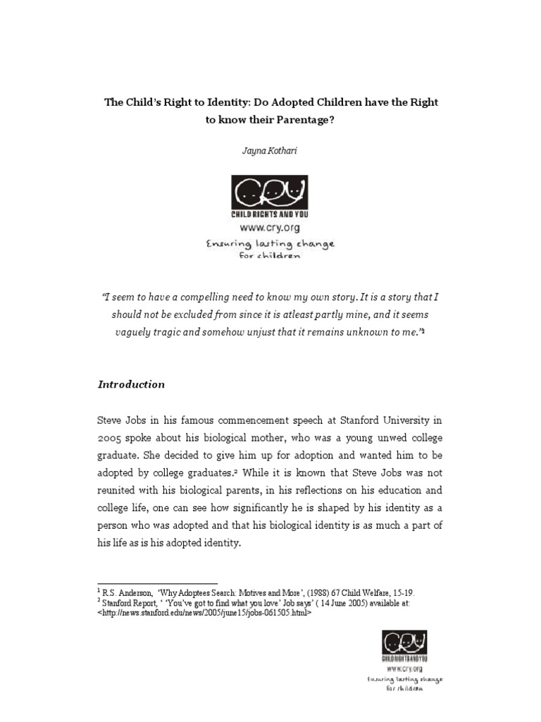 The Child's Right To Identity: Do Adopted Children Have The Right To ...