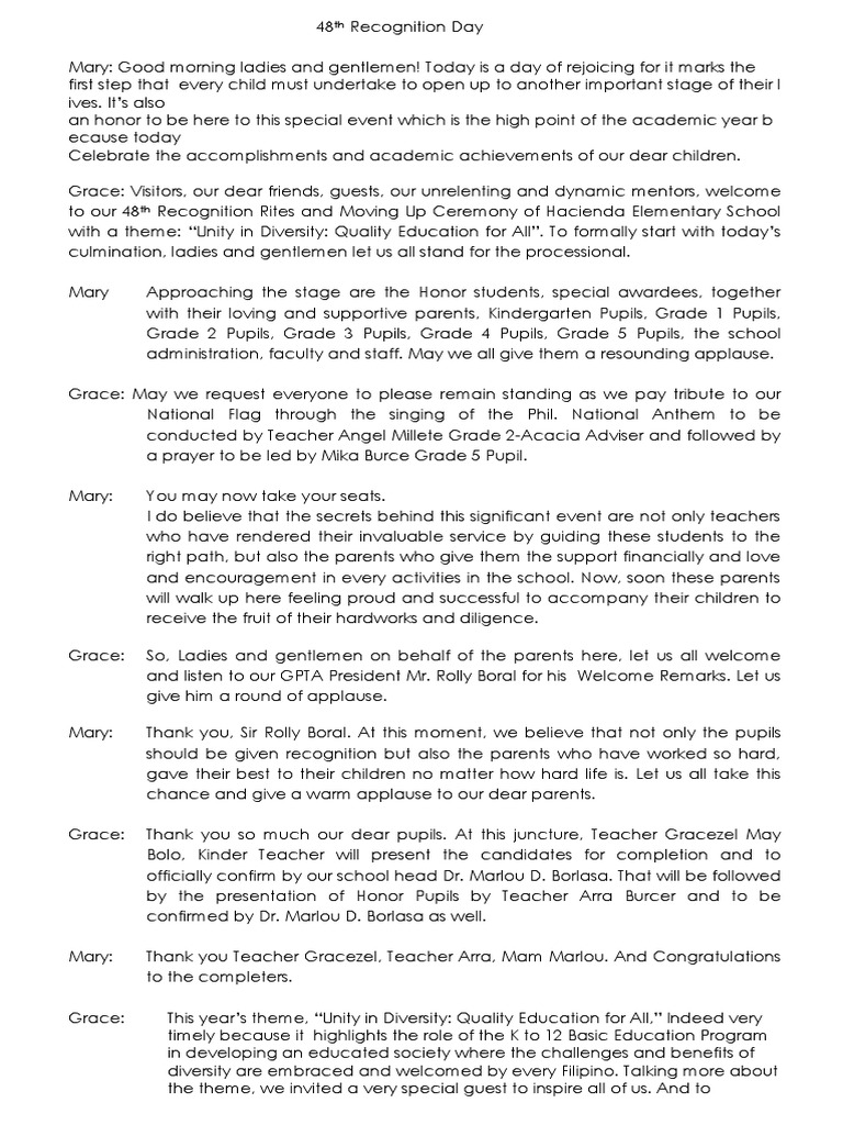 48th Recognition Day Ceremony | PDF | Interpersonal Relationships ...