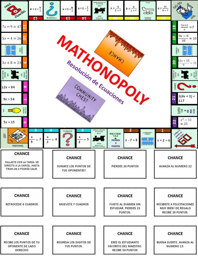 Monopoly Matemático: Actividades Divertidas | PDF | Ocio | Deportes