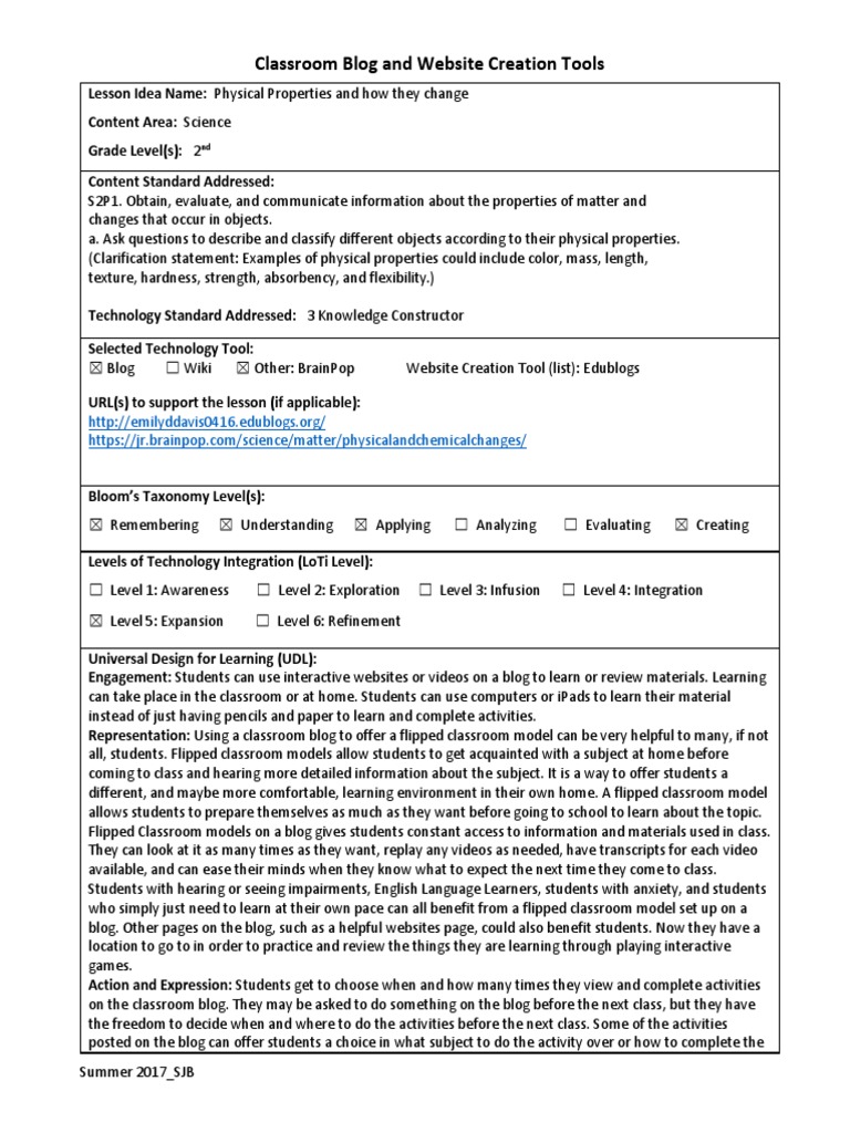 07 Classroom Blog Lesson Idea Template | PDF | Classroom | Teachers