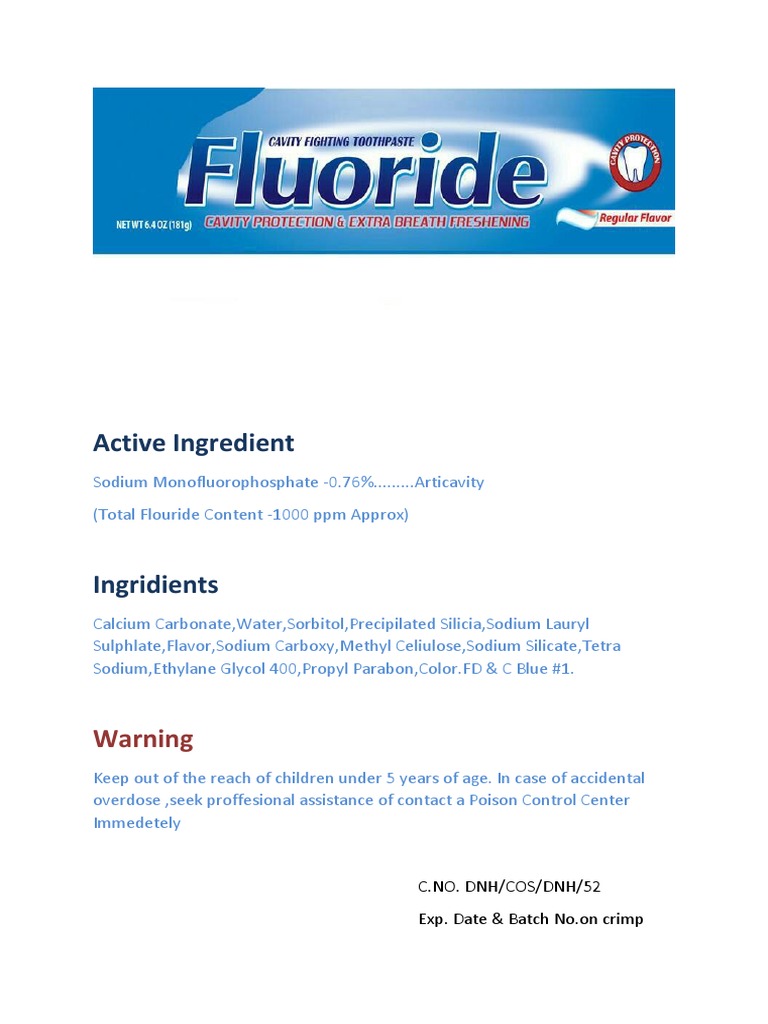 Toothpaste Ingredients & Warning | PDF | Wellness