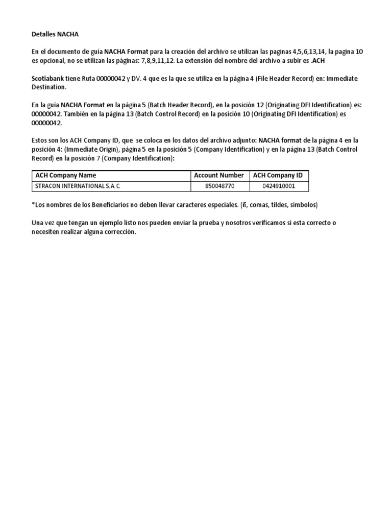 Guía NACHA para STRACON International S.A.C. | PDF | Informática | Software