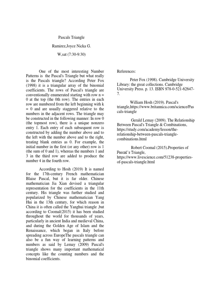 Understanding Pascal's Triangle | PDF | Numbers | Elementary Mathematics