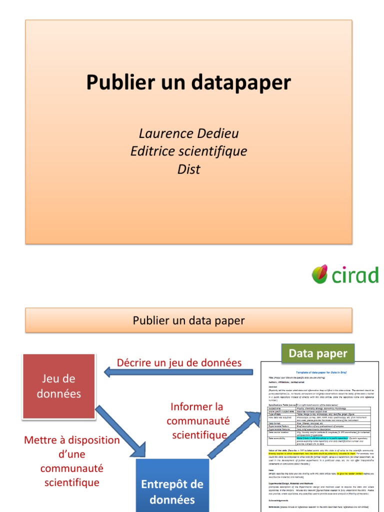 Publier Un Datapaper: Laurence Dedieu Editrice Scientifique Dist | PDF ...
