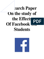 Research Paper On The Study of The Effects of Facebook On Students