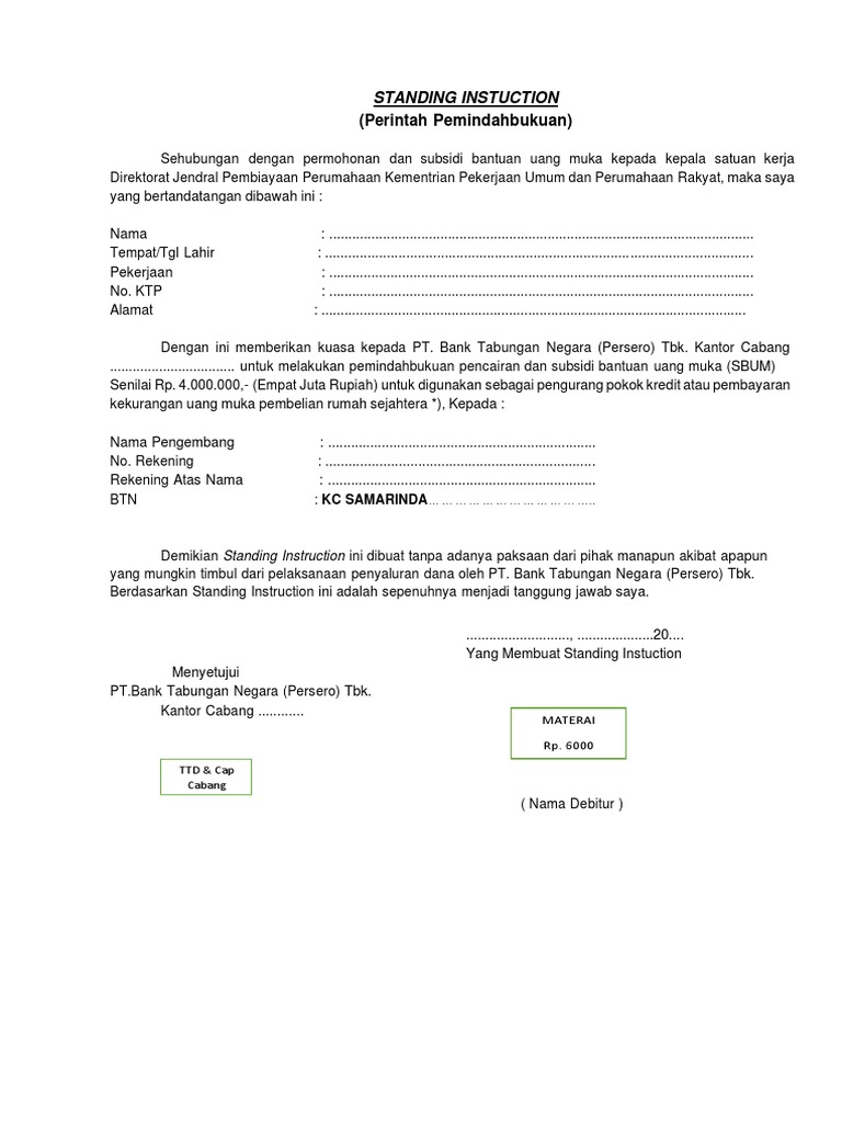 SURAT STANDING INSTRUCTIOn PDF