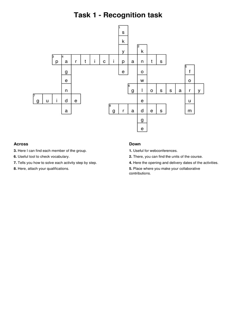 Course Resource Crossword Puzzle | PDF