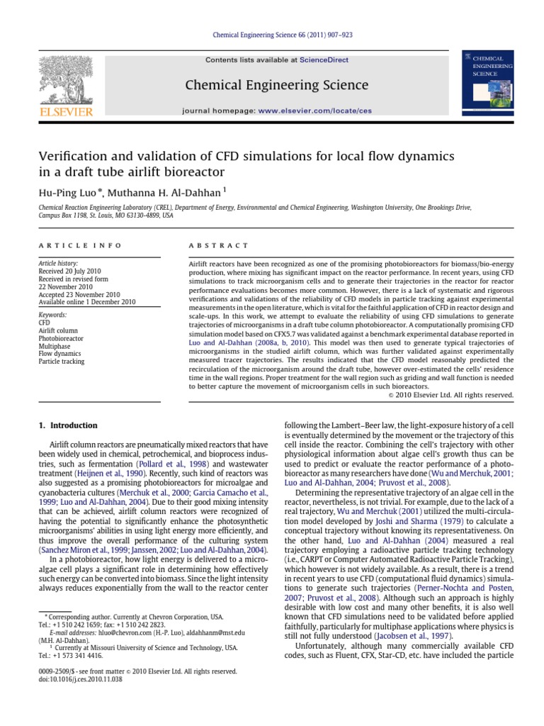 CFD Validation in Airlift Bioreactor Flow Dynamics | PDF ...