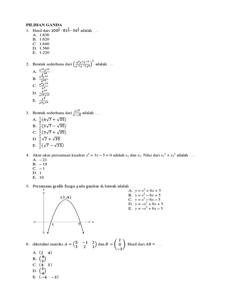 Soal Pemantapan Matematika Xii 1 Pdf