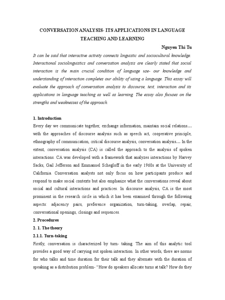 Conversation Analysis - Bao-2011 | PDF | English As A Second Or Foreign ...