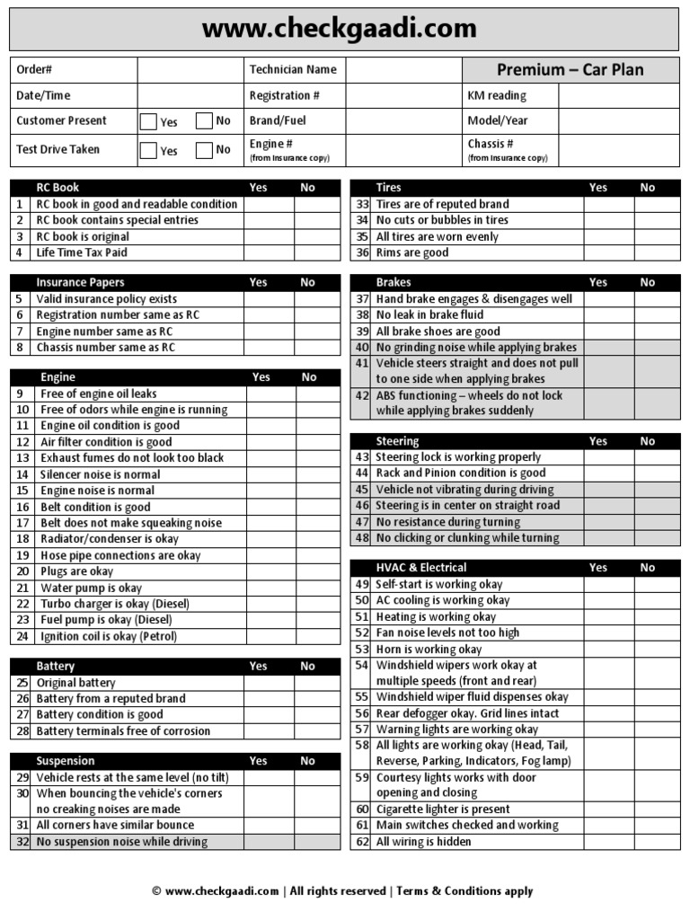 Premium - Car Plan: RC Book Yes No Tires Yes No | Download Free PDF ...