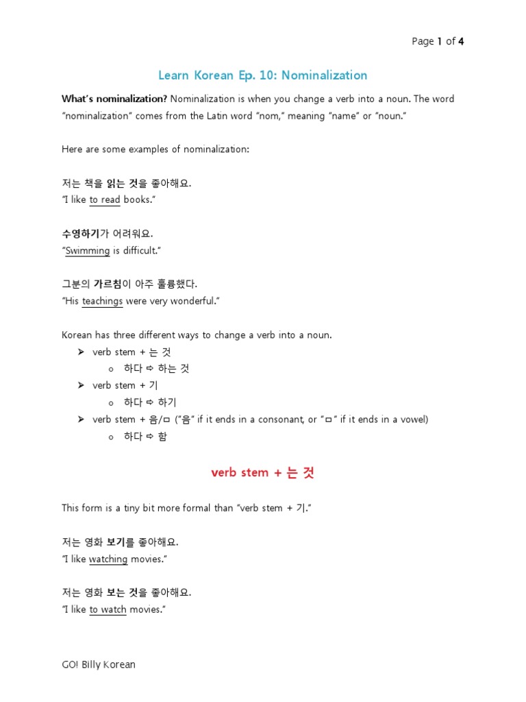 Go Billy Korean Episode 10 | PDF | Verb | English Language