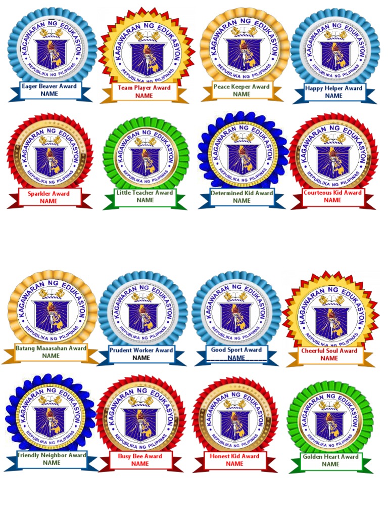 Kindergarten Ribbon Award Templates | PDF
