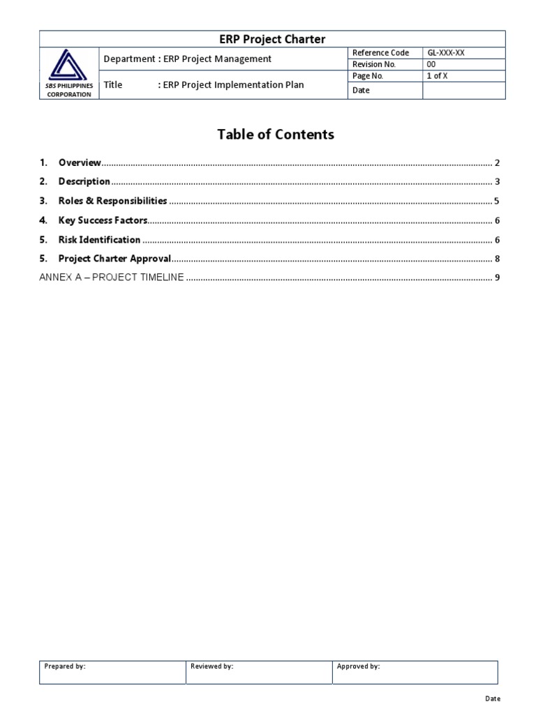 ERP Project Implementation Charter | PDF | Business Process ...