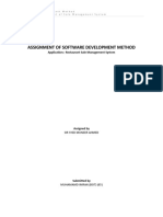 Assignment of Software Development Method: Application:: Restaurant Sale Management System