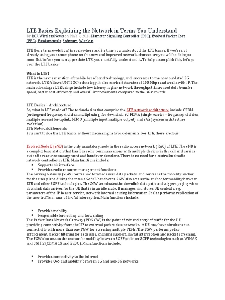 Lte Basic | PDF | Lte (Telecommunication) | Mobile Technology