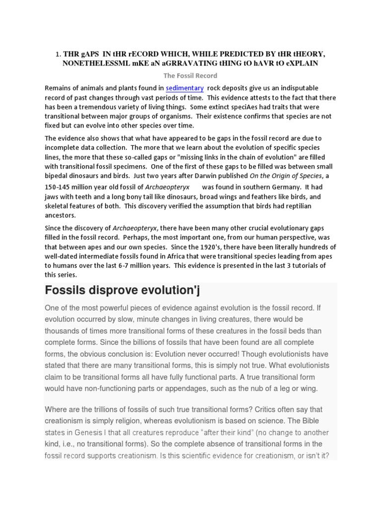 Fossils Disprove Evolution'j Mke An Agrravating Thing To