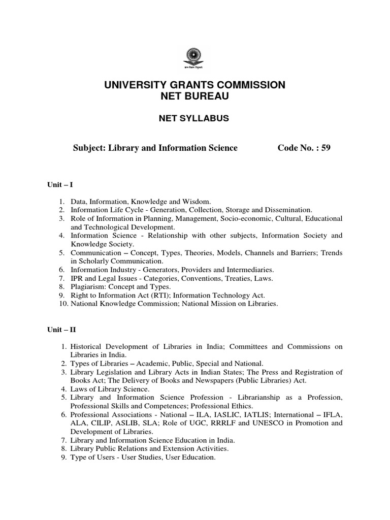 Library and Information Science Syllabus | PDF | Library Science ...