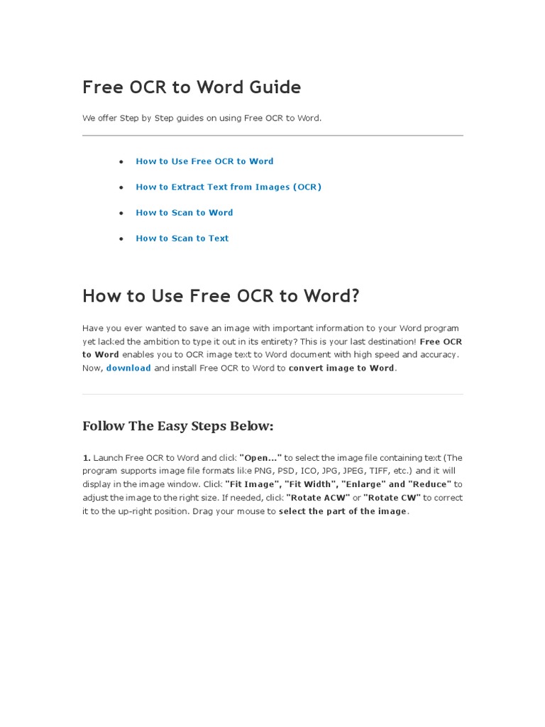 Free OCR to Word: Step-by-Step Guide | PDF | Image Scanner | Optical ...