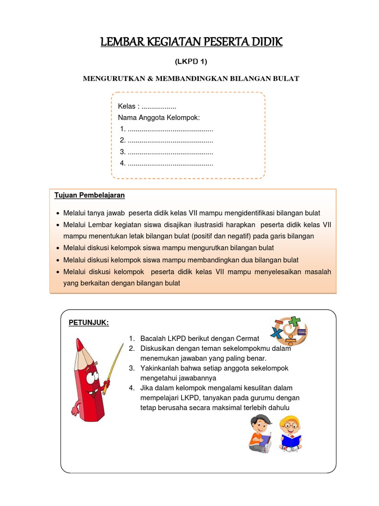 Lkpd 1 Kd 3 1 Bilangan Bulat Pdf