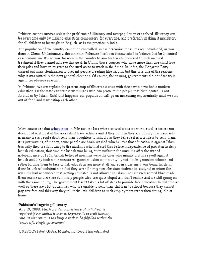 Pakistan's Literacy Crisis and Solutions | PDF | Literacy | Pakistan