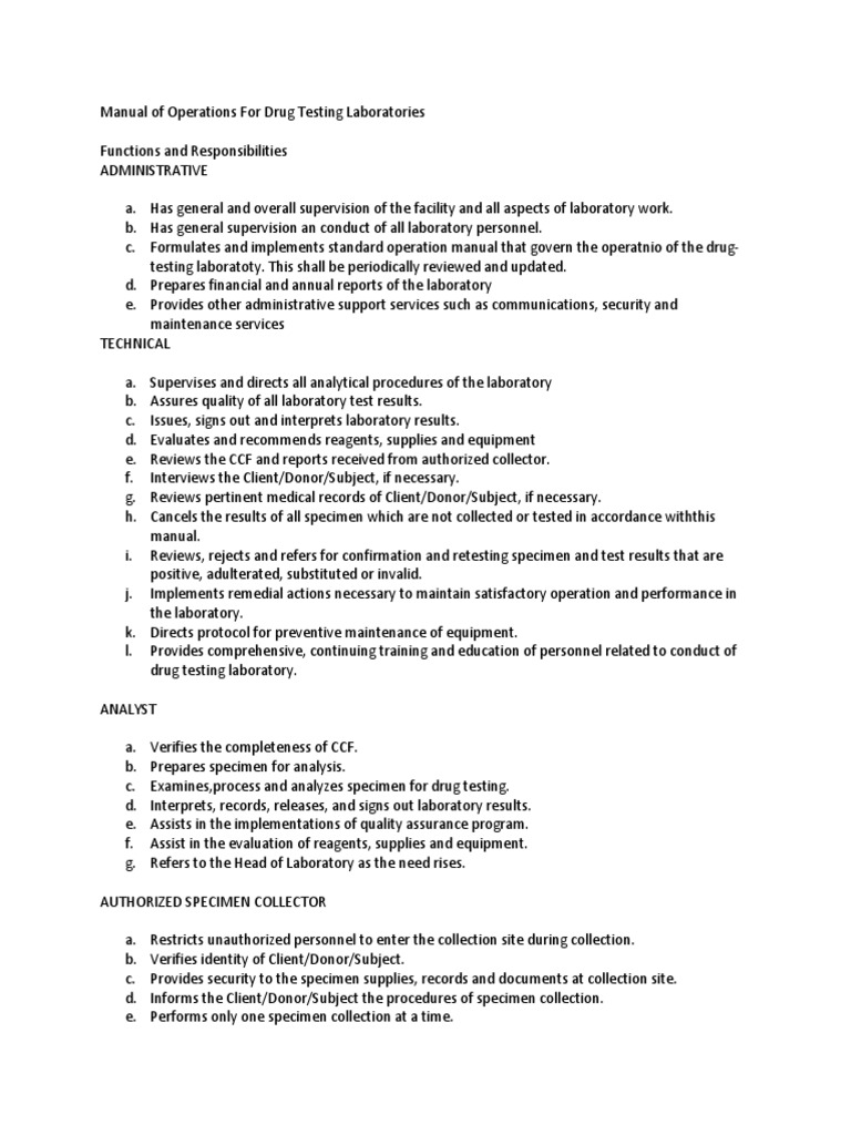 Drug Testing Laboratory Operations Manual | PDF | Drug Test | Calibration