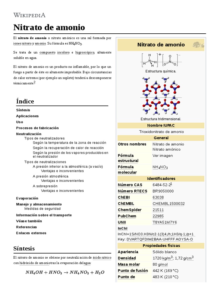 Nitrato de Amonio | Naturaleza | Química Física