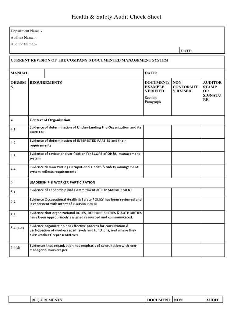 ISO 450001.2018 Checklist | PDF | Occupational Safety And Health ...