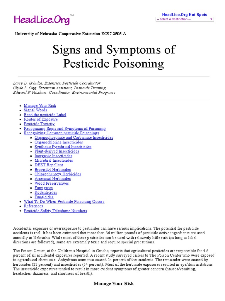 FAQs - Signs & Symptoms of Pesticide Poisoning | PDF | Toxicity | Pesticide