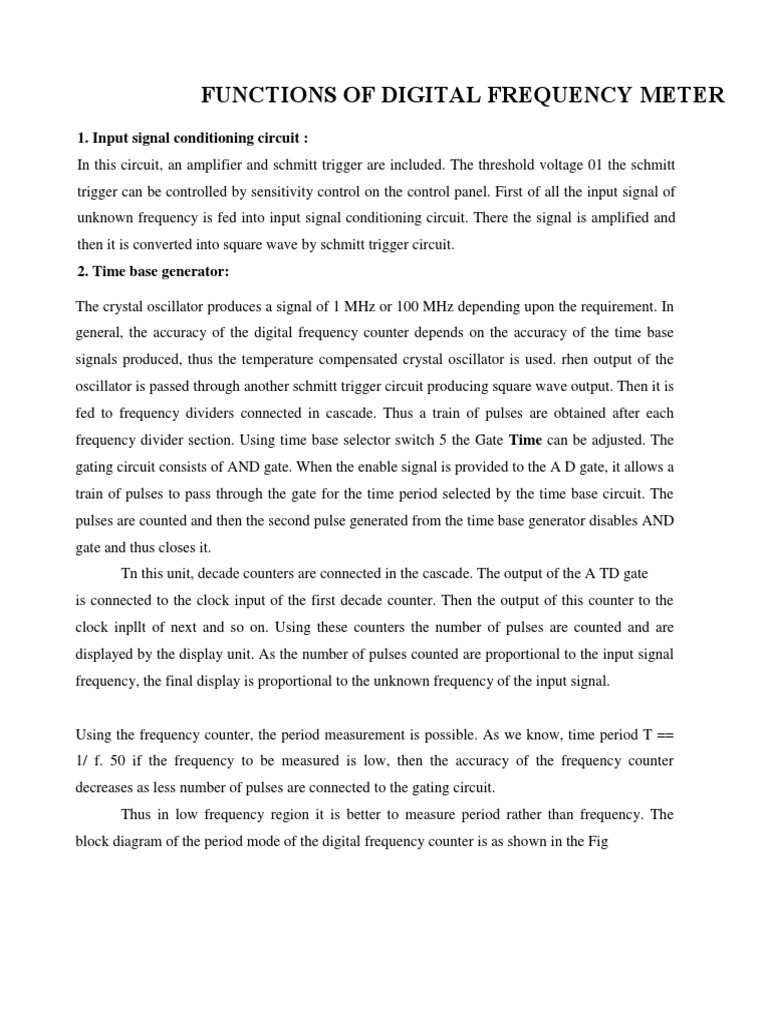 Functions Of Digital Frequency Meter Pdf Frequency Electronic