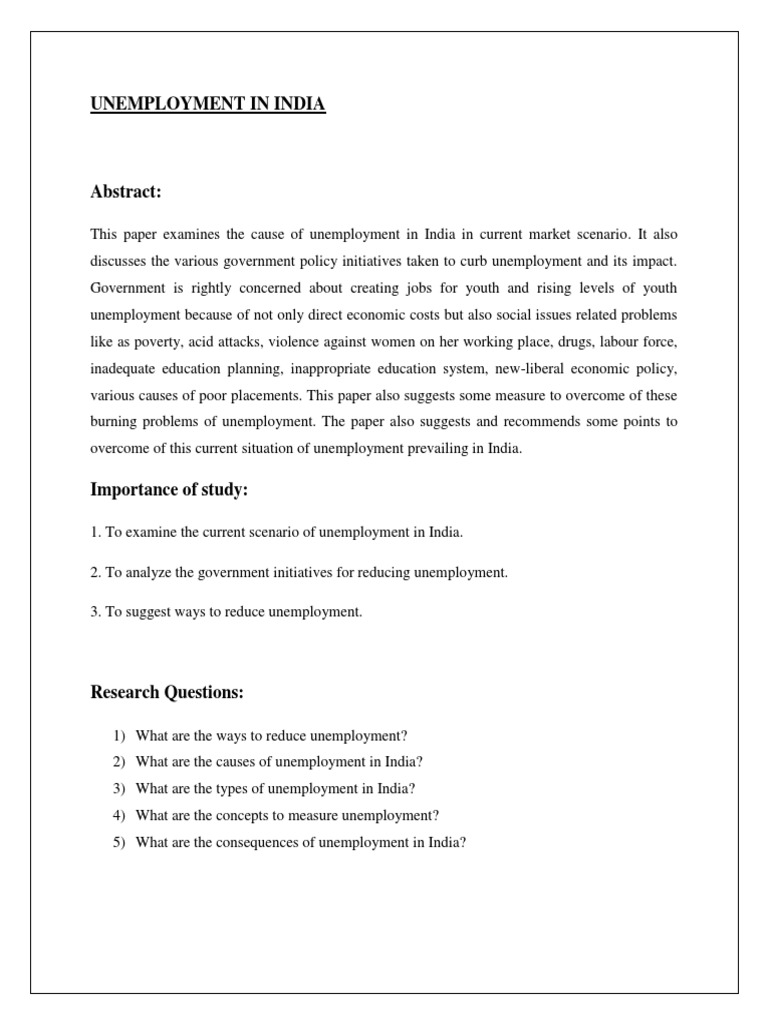 Unemployment Challenges in India | PDF | Underemployment | Unemployment