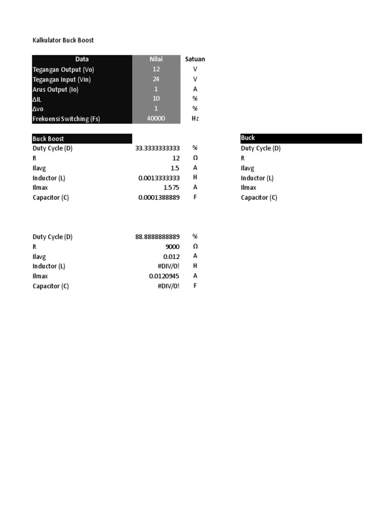 Basic DC DC Converter Calculator | PDF | Electrical Components | Power ...