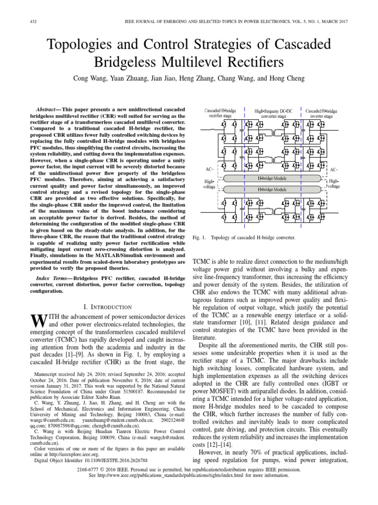 Topologies and Control Strategies of Cascaded Bridgeless Multilevel ...
