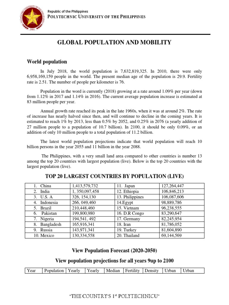 Global Population Trends and Mobility | PDF | Human Migration | Refugee