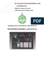 Microprocessors Lab Manual: Muffakham Jah College of Engineering and Technology