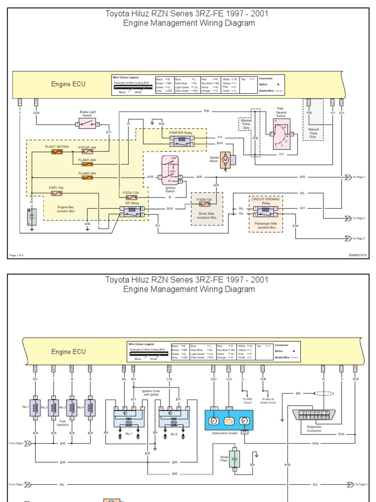 Toyota Hiluz RZN Series 3RZFE 1997 2001 Engine Management Wiring