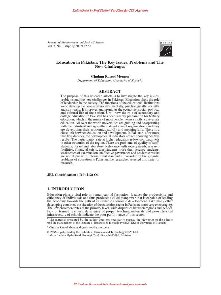 Education Challenges in Pakistan | PDF | Teachers | Literacy