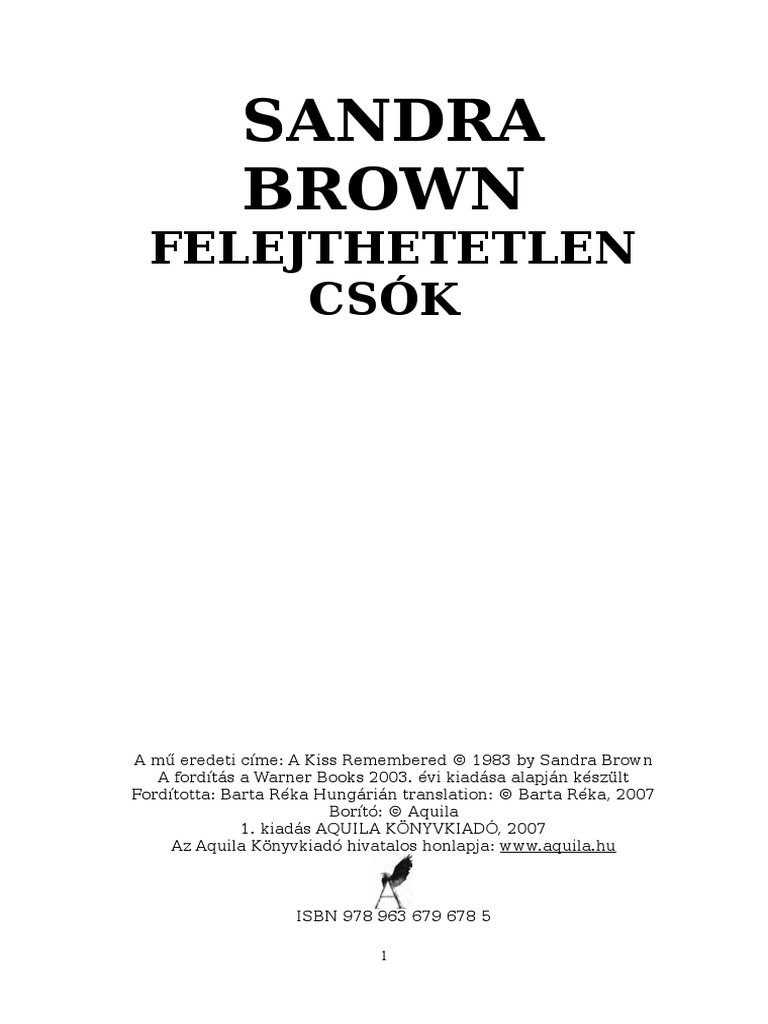 Sandra Brown Felejthetetlen Csok PDF