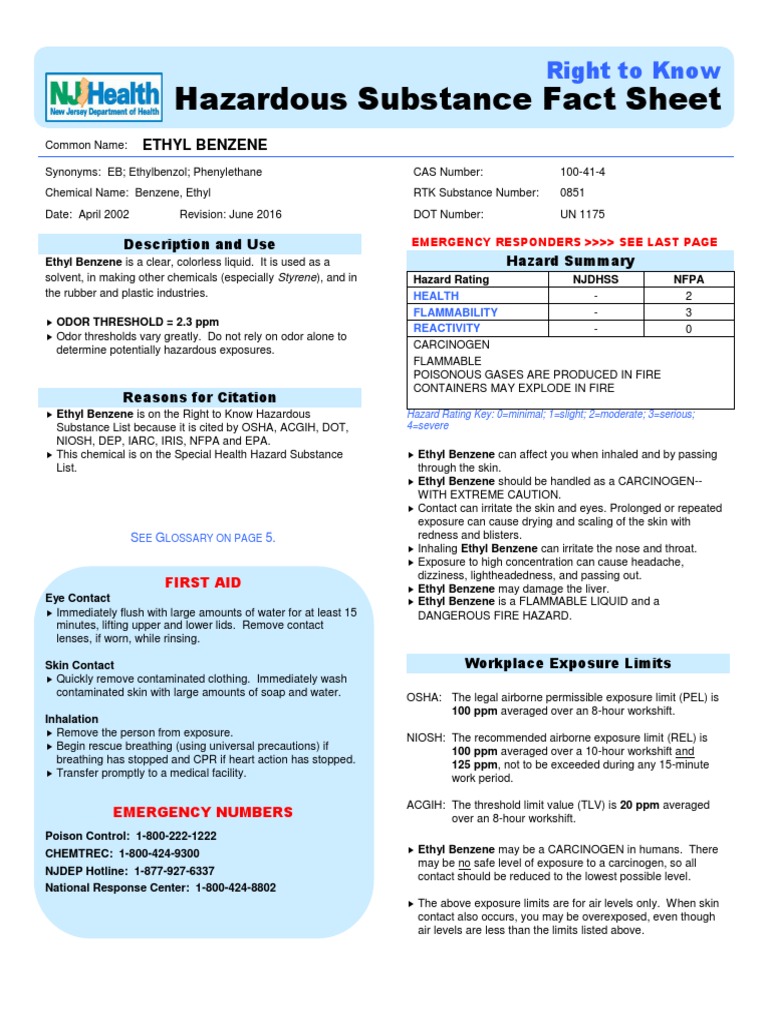 Hazardous Substance Fact Sheet Right To Know PDF Personal