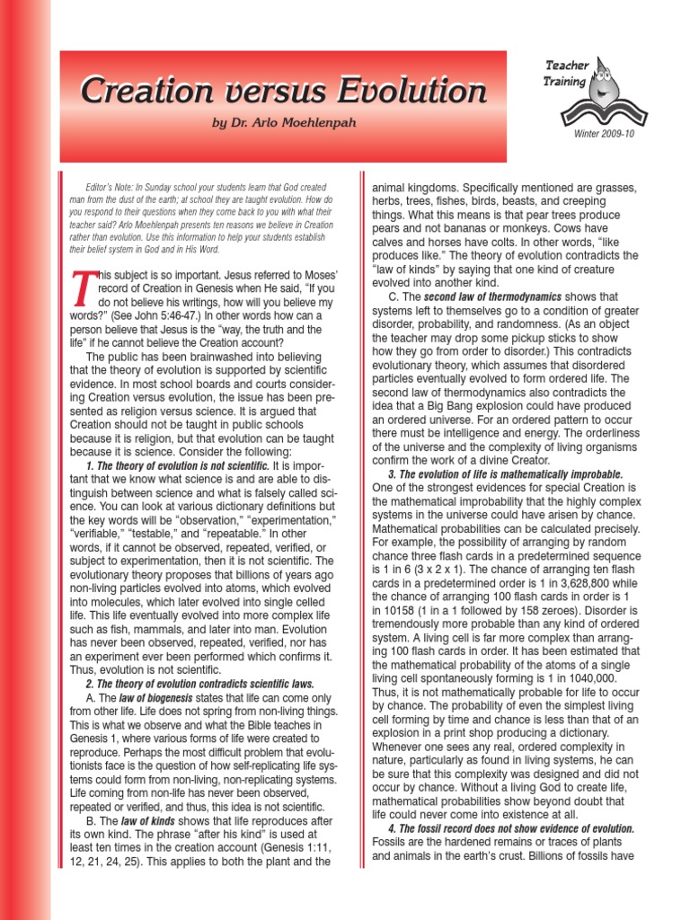Creation Vs Evolution | PDF | Creationism | Evolution