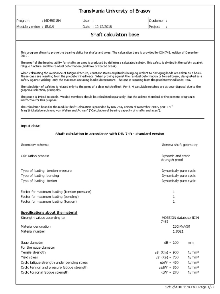 Shaft Calculation Base PDF | PDF | Strength Of Materials | Fatigue ...