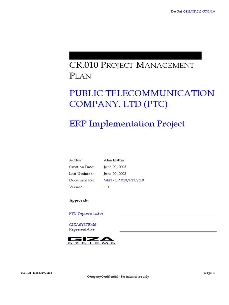 ERP Implementation Plan for PTC | PDF | Project Management | Enterprise ...